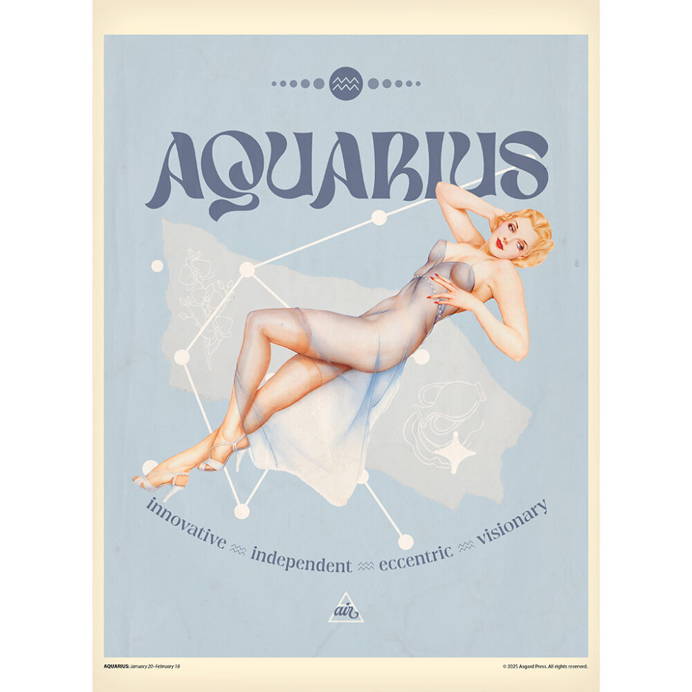 Sample image from the Asgard Press 2026 Retro Zodiac Pinups Calendar