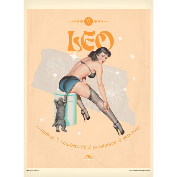 Sample image from the Asgard Press 2026 Retro Zodiac Pinups Calendar