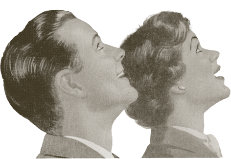 Mid-century image of a couple gazing upward