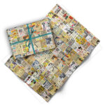 Folded sheet of vintage comic book ads gift wrap from Asgard Press