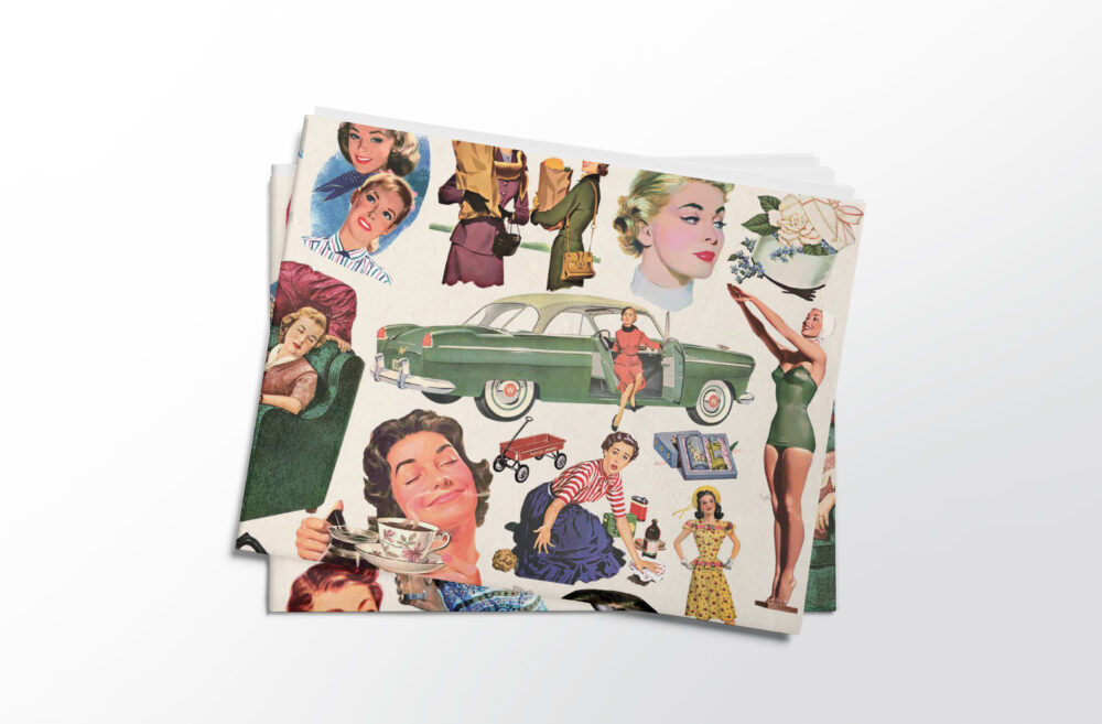 Retro 1950s Housewives 20"x28" Folded Gift Wrap Sheet - Image 3