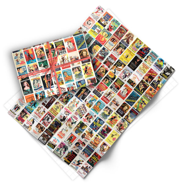 Folded sheet of vintage movie posters gift wrap from Asgard Press