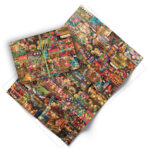 Folded sheet of vintage pinball gift wrap from Asgard Press