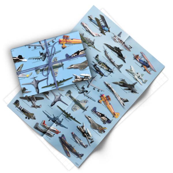 Folded sheet of vintage Airplanes gift wrap from Asgard Press