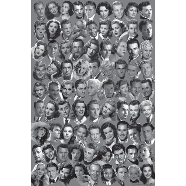 Full sheet of vintage silver screen stars gift wrap from Asgard Press