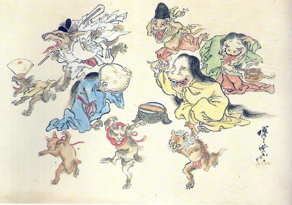 Hyakki Yako - Monster Parade. Japanese woodblock print.