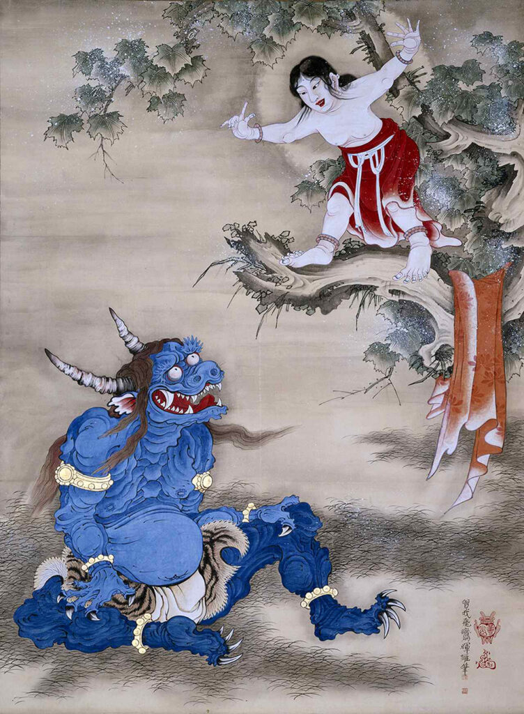 Sessen Doji Offers His Life - Ogre/Oni; Japanese woodblock print of yokai.