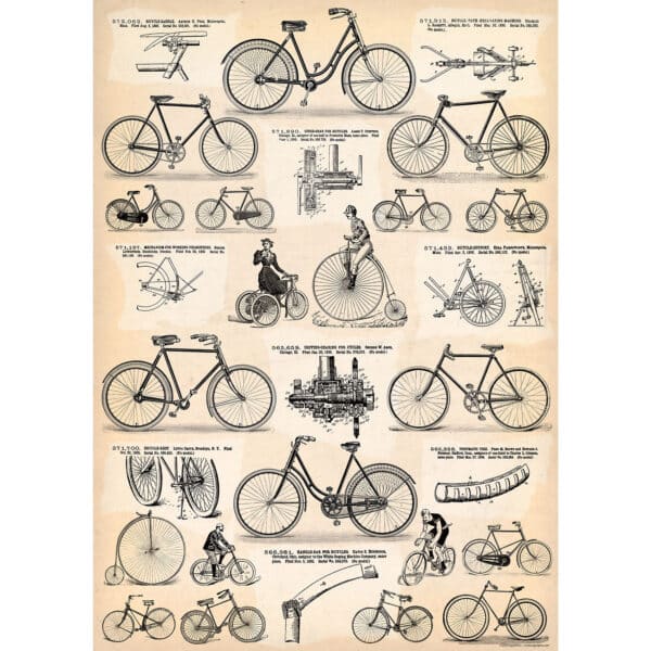 Asgard Press Vintage Bicycles 20x28 folded gift wrap sheet