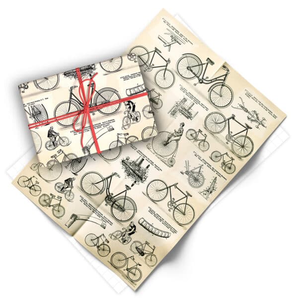Asgard Press Vintage Bicycles 20x28 folded gift wrap sheet
