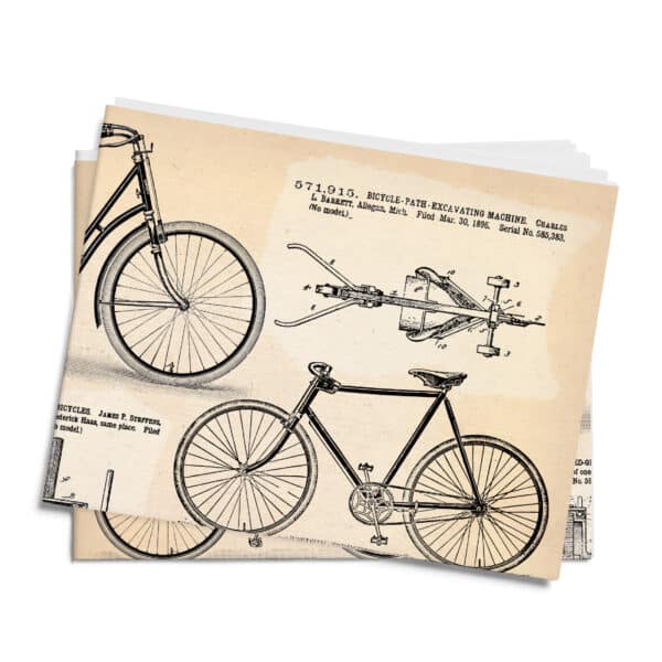 Asgard Press Vintage Bicycles 20x28 folded gift wrap sheet