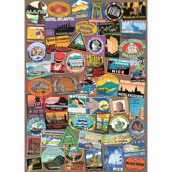 Asgard Press Vintage luggage labels 20x28 folded gift wrap sheet