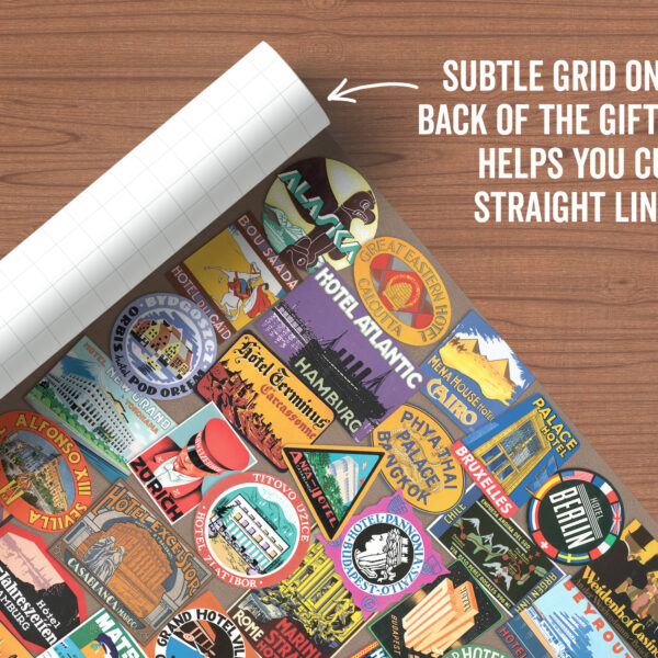 Asgard Press Vintage luggage labels 20x28 folded gift wrap sheet