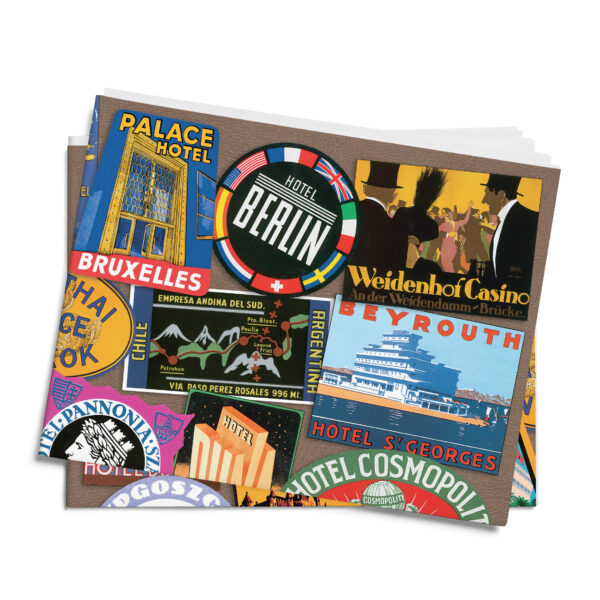 Asgard Press Vintage luggage labels 20x28 folded gift wrap sheet