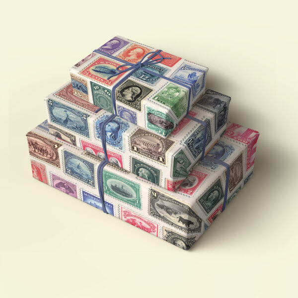 Asgard Press Vintage U.S. Postage Stamps 20x28 folded gift wrap sheet