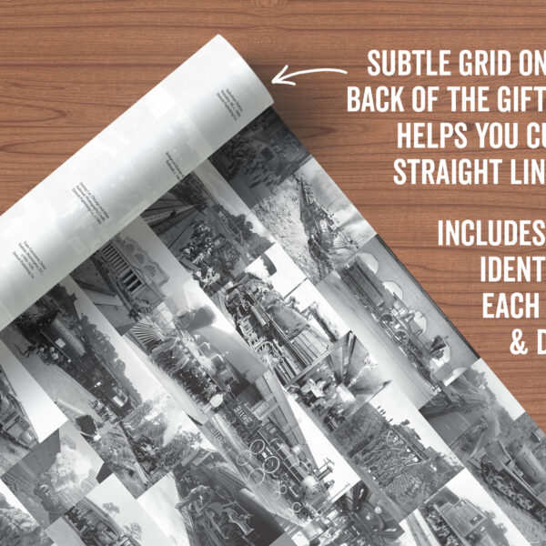 Asgard Press Vintage Trains Metallic 20x28 folded gift wrap sheet