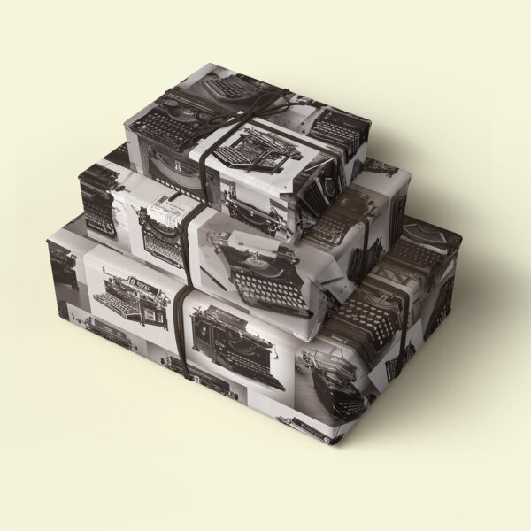 Asgard Press Vintage Typewriters Metallic 20x28 folded gift wrap sheet