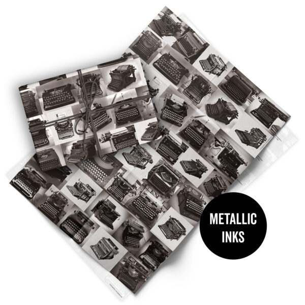 Asgard Press Vintage Typewriters Metallic 20x28 folded gift wrap sheet