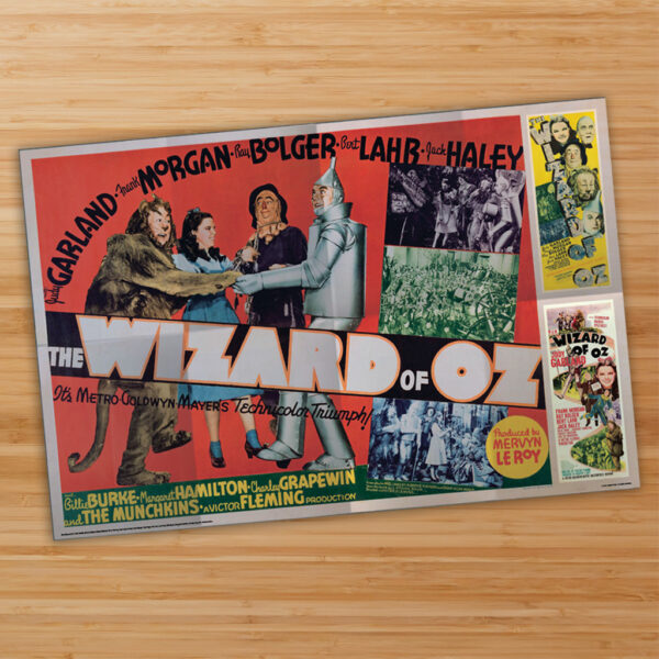 Asgard Press double-sided folded poster of an antique world map and The Wizard of Oz