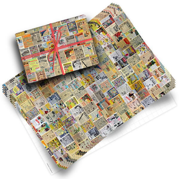 Vintage Comic Book Ads Pack of 4 Folded Gift Wrap Sheets