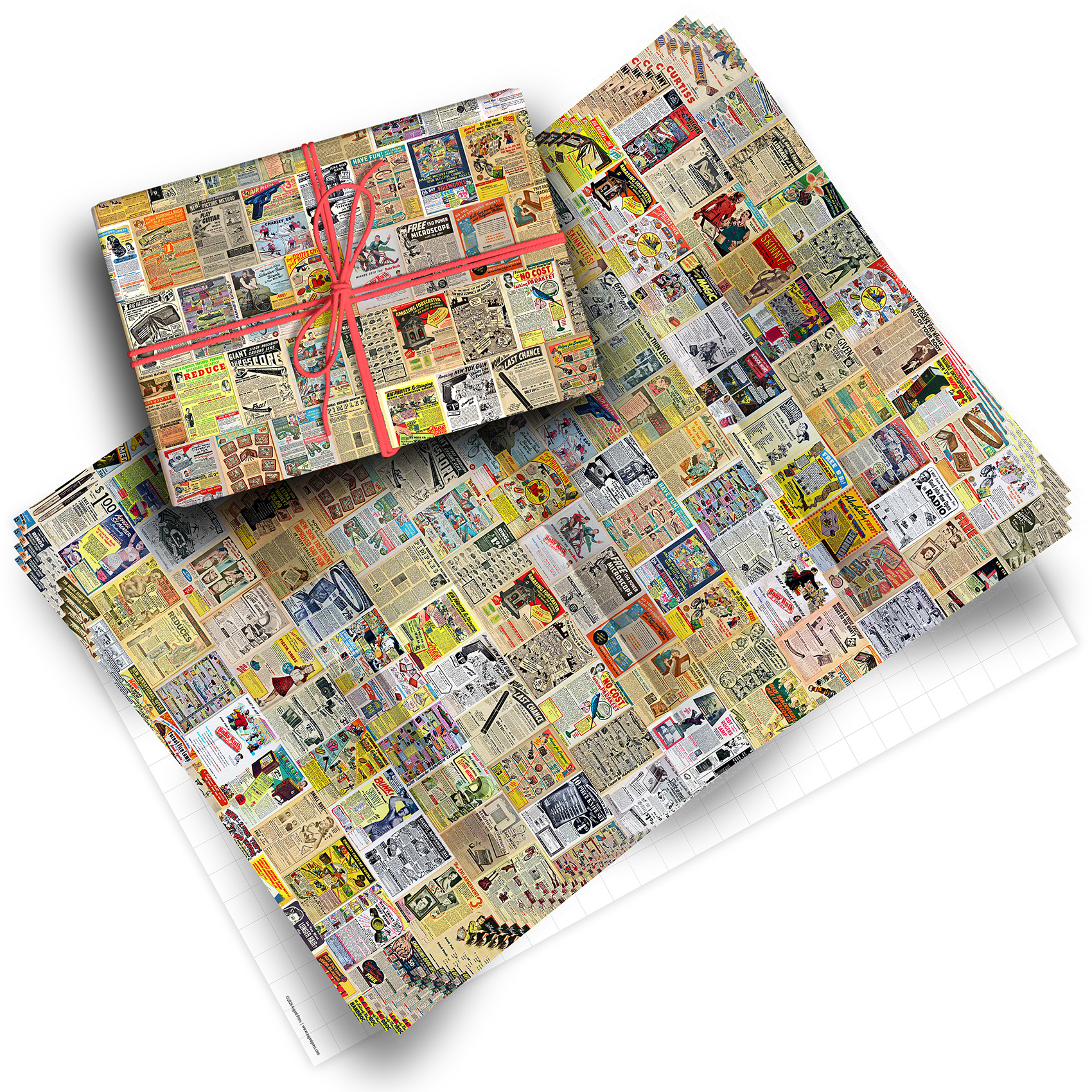 Vintage Comic Book Ads Pack of 4 Folded Gift Wrap Sheets