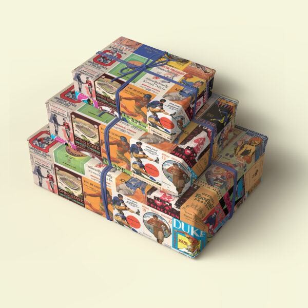 Vintage College Football Pack of 4 Folded Gift Wrap Sheets