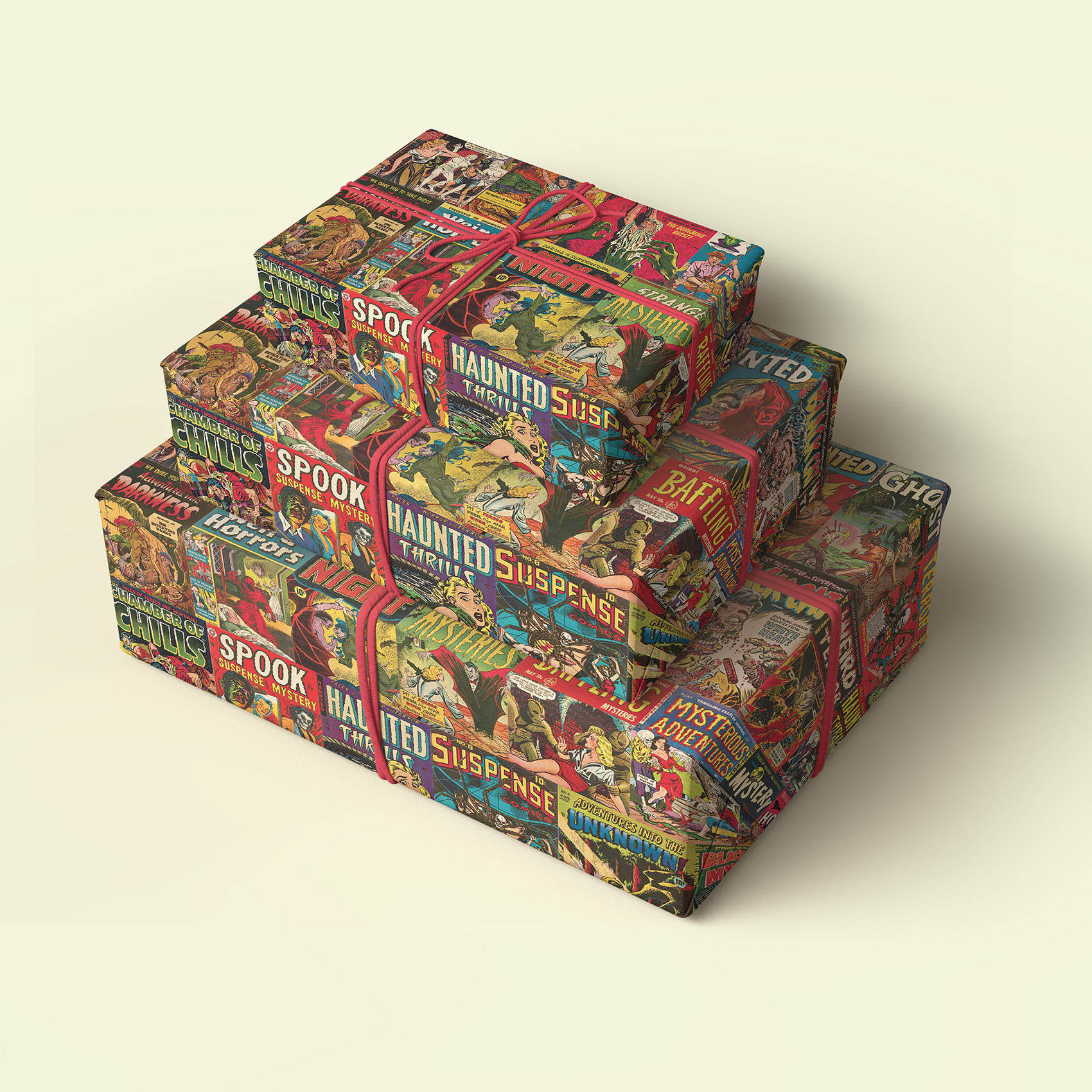 Vintage Horror Comics Pack of 4 Folded Gift Wrap Sheets 20"x28" - Image 5
