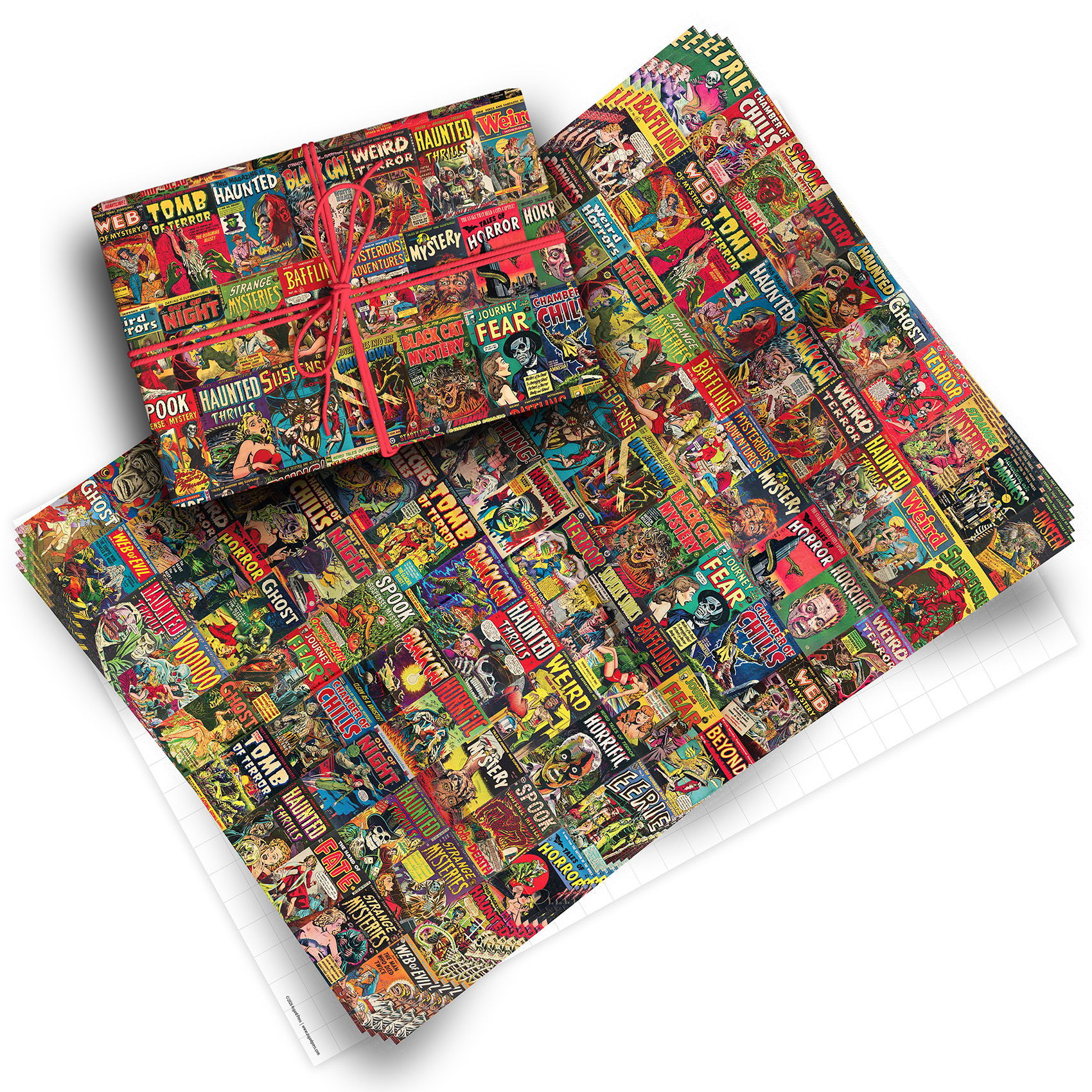 Vintage Horror Comics Pack of 4 Folded Gift Wrap Sheets