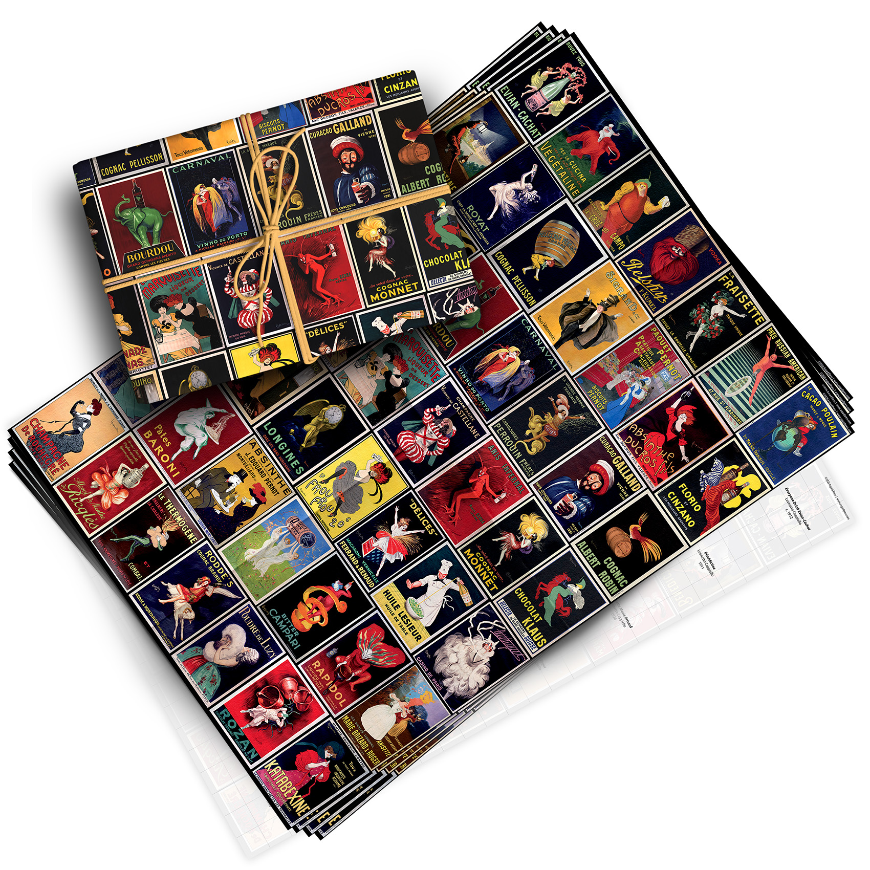 Vintage Leonetto Cappiello Pack of 4 Folded Gift Wrap Sheets