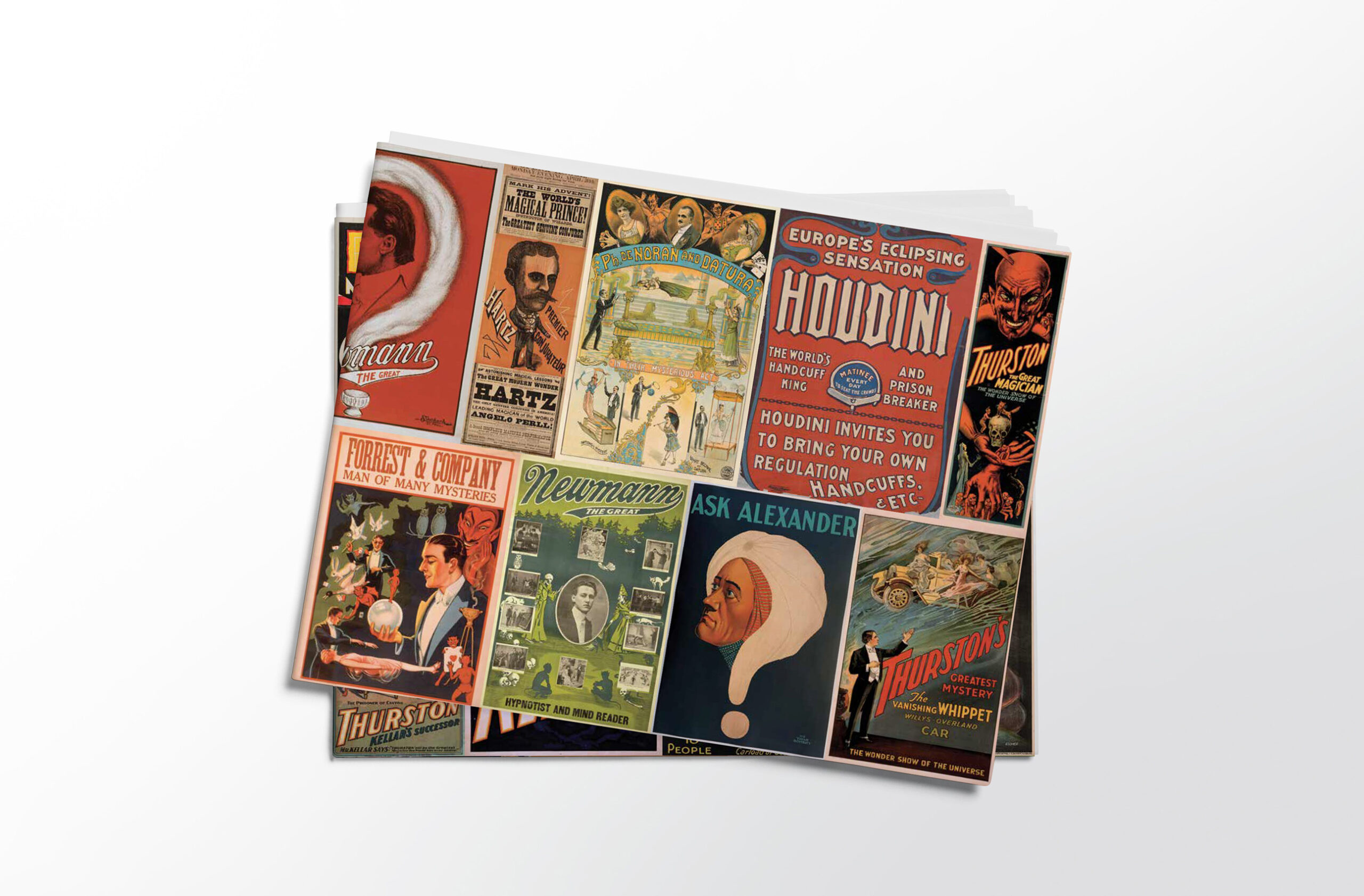 Vintage Magic Posters Pack of 4 Folded Gift Wrap Sheets