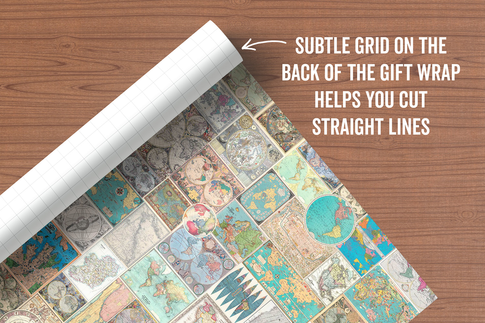 Vintage Maps Pack of 4 Folded Gift Wrap Sheets