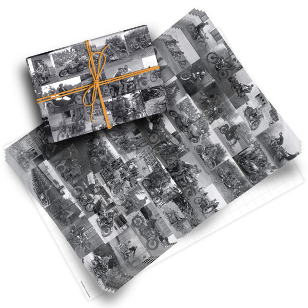 Vintage Motorcycles Pack of 4 Folded Gift Wrap Sheets