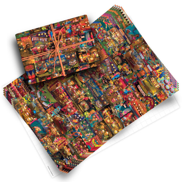 Vintage Pinball Pack of 4 Folded Gift Wrap Sheets