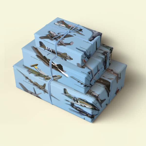 Vintage Airplanes Pack of 4 Folded Sheets of Gift Wrap 20"x28"