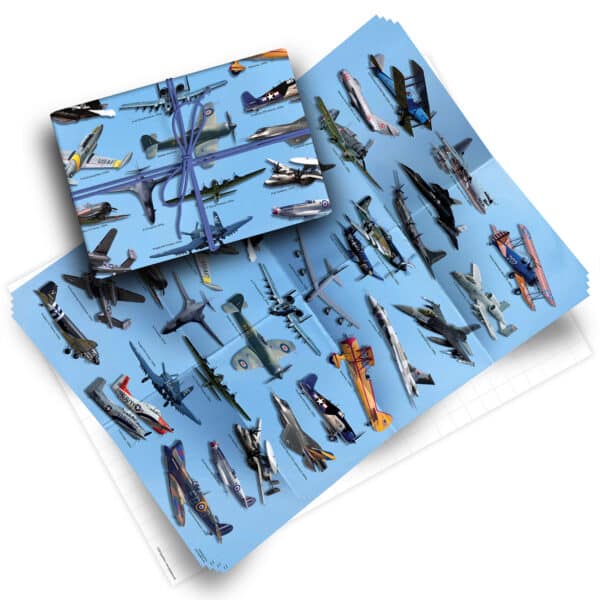 Vintage Airplanes Pack of 4 Folded Sheets of Gift Wrap 20"x28"