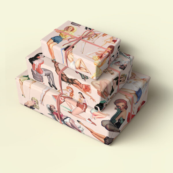 Vintage Pinups Pack of 4 Folded Gift Wrap Sheets