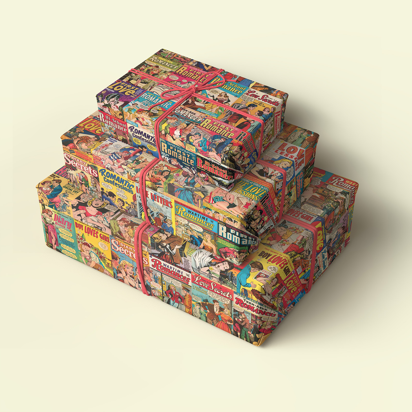 Vintage Romance Comics Pack of 4 Folded Gift Wrap Sheets 20"x28" - Image 5