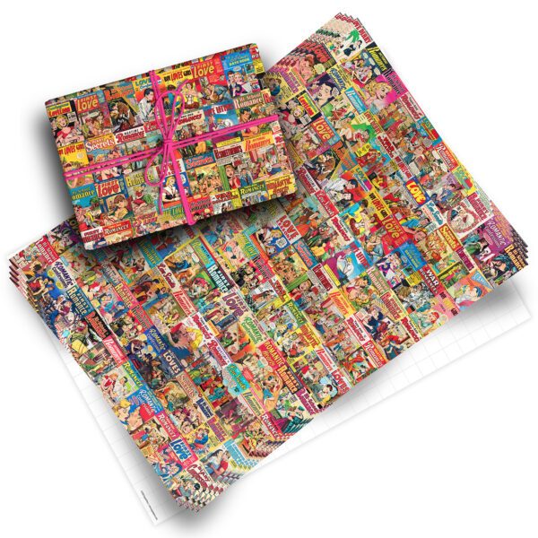 Vintage Romance Comics Pack of 4 Folded Gift Wrap Sheets
