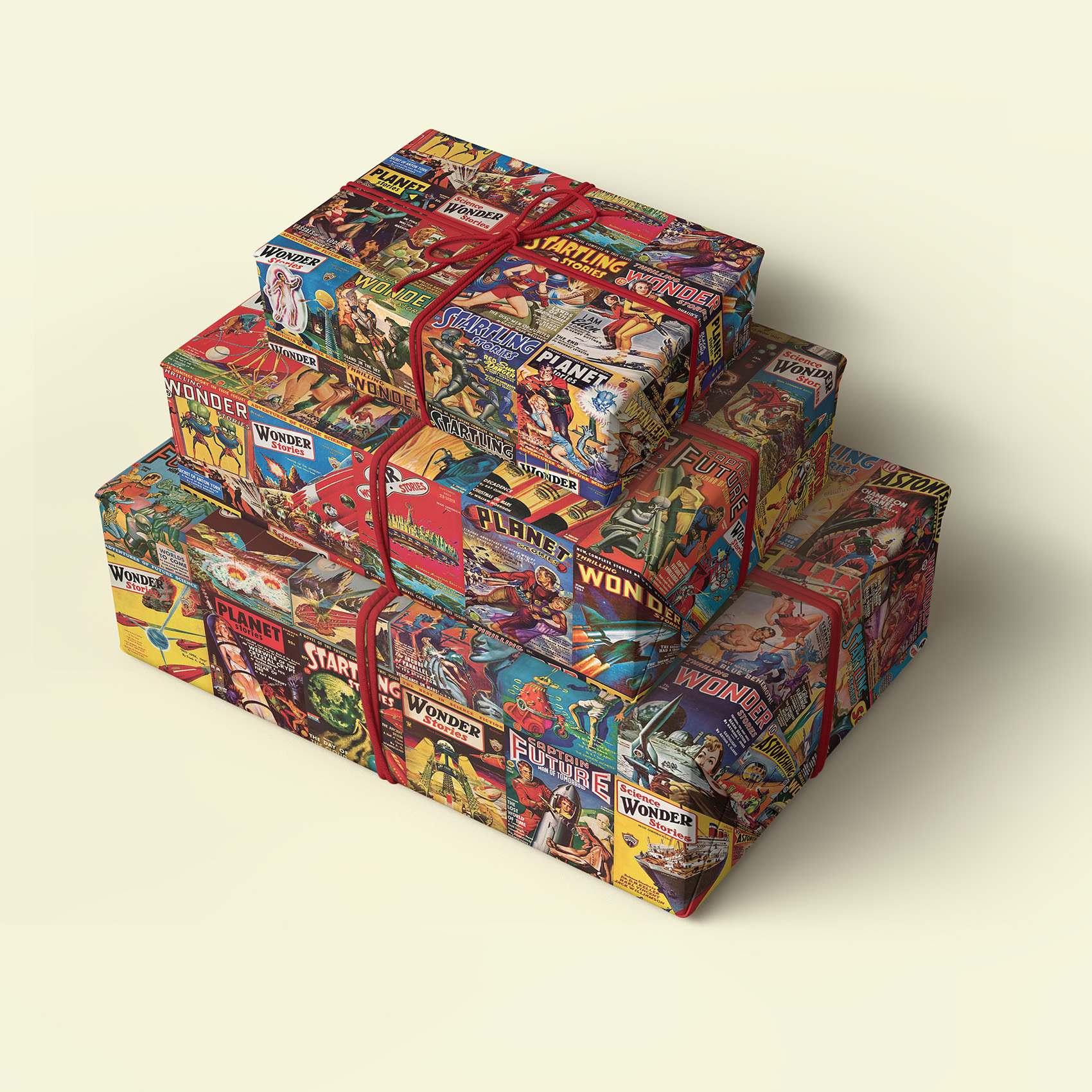 Vintage Sci-Fi Pack of 4 Folded Gift Wrap Sheets 20"x28" - Image 5