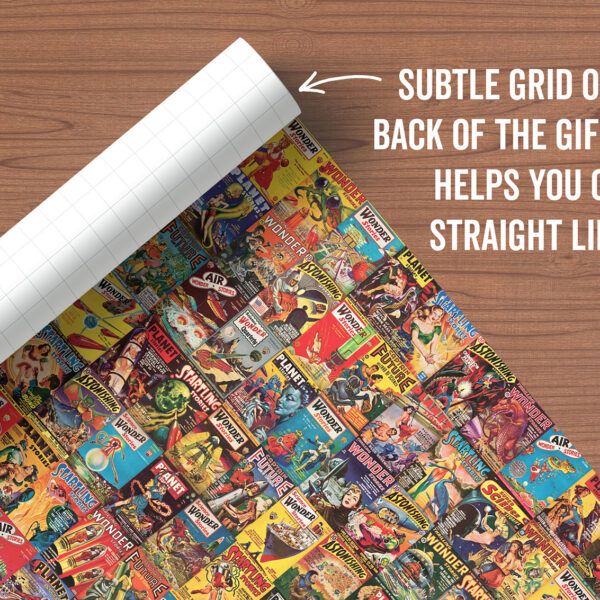 Vintage Sci-Fi Pack of 4 Folded Gift Wrap Sheets