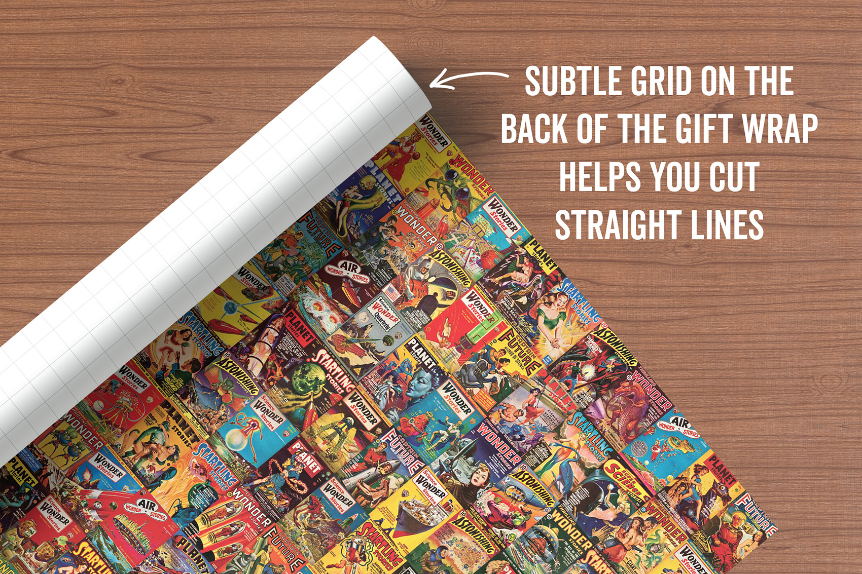 Vintage Sci-Fi Pack of 4 Folded Gift Wrap Sheets