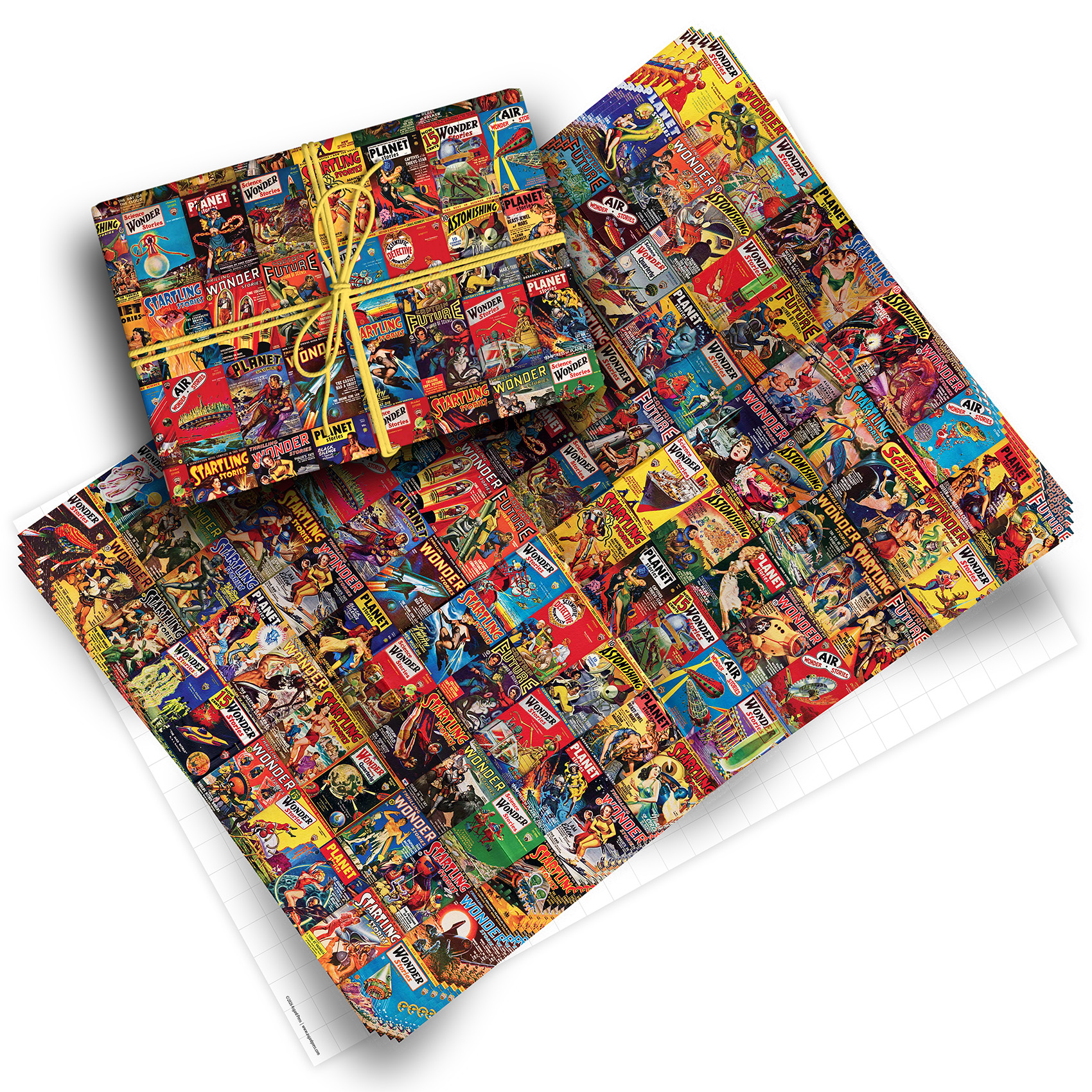 Vintage Sci-Fi Pack of 4 Folded Gift Wrap Sheets