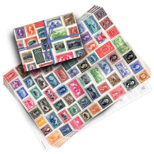 Vintage Postage Stamps Pack of 4 Folded Gift Wrap Sheets