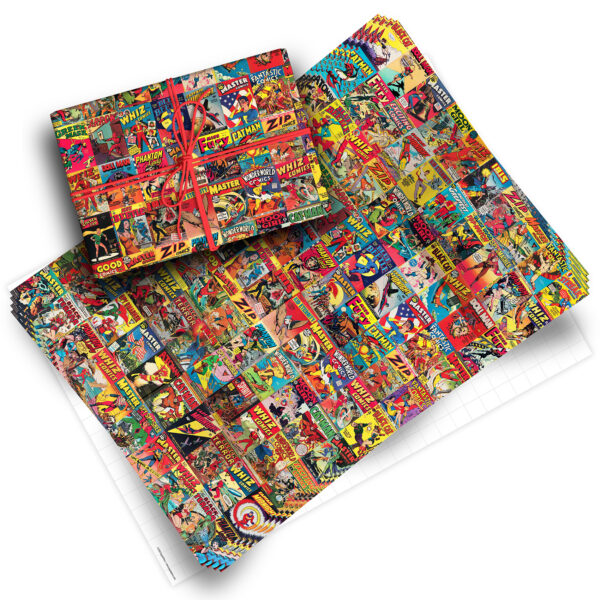 Vintage Superheroes Pack of 4 Folded Gift Wrap Sheets