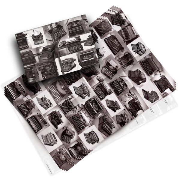 Vintage Typewriters Pack of 4 Folded Gift Wrap Sheets