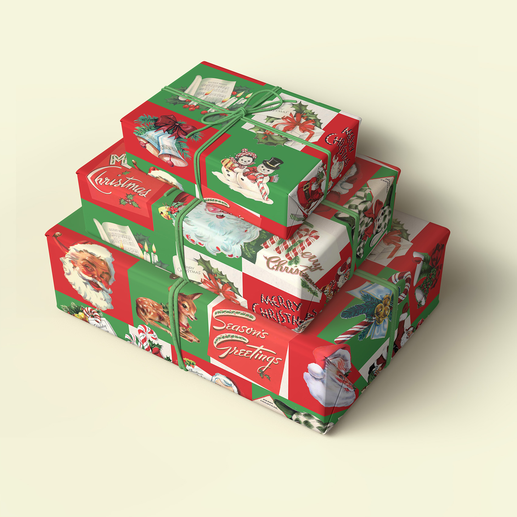 Vintage Christmas Pack of 4 Folded Metallic Gift Wrap Sheets 24"x36" - Image 5
