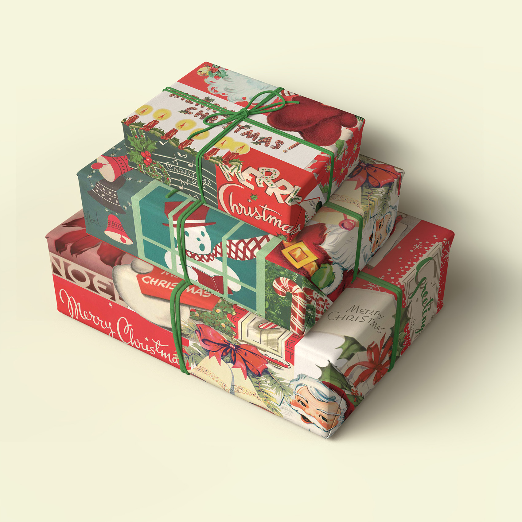 Vintage Christmas Pack of 4 Folded Gift Wrap Sheets