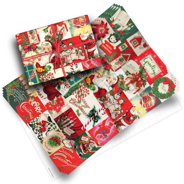 Vintage Christmas Pack of 4 Folded Gift Wrap Sheets