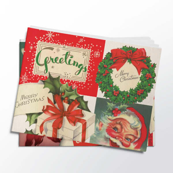Vintage Christmas Pack of 4 Folded Gift Wrap Sheets