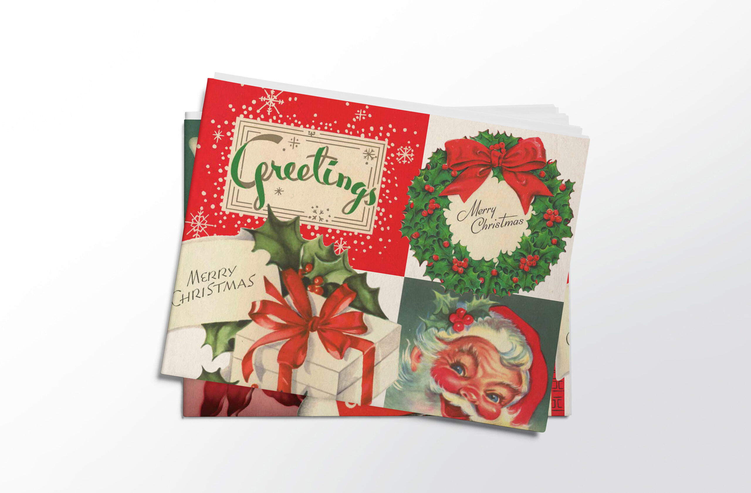 Vintage Christmas Pack of 4 Folded Gift Wrap Sheets
