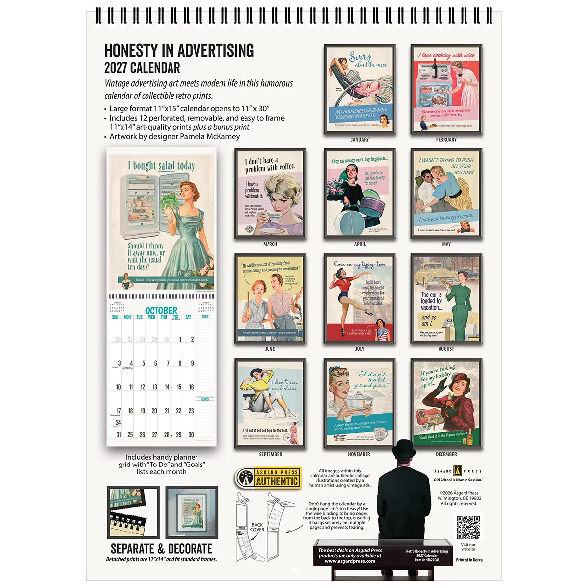 Back cover of the 2027 Retro Honesty in Advertising Deluxe Wall Calendar